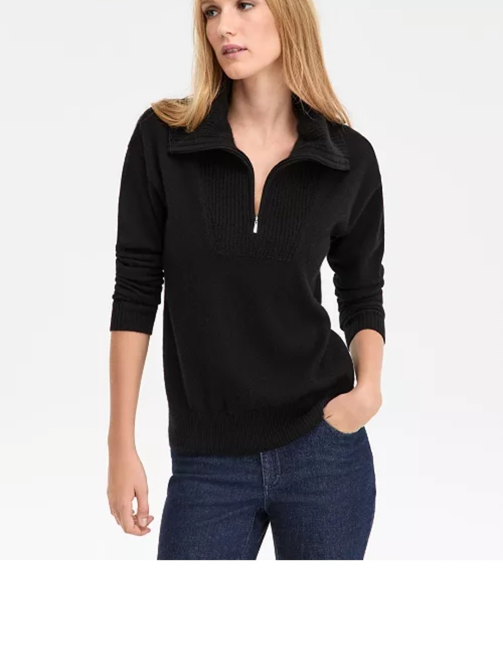 Charter Club Black Half-Zip Turtleneck Sweater